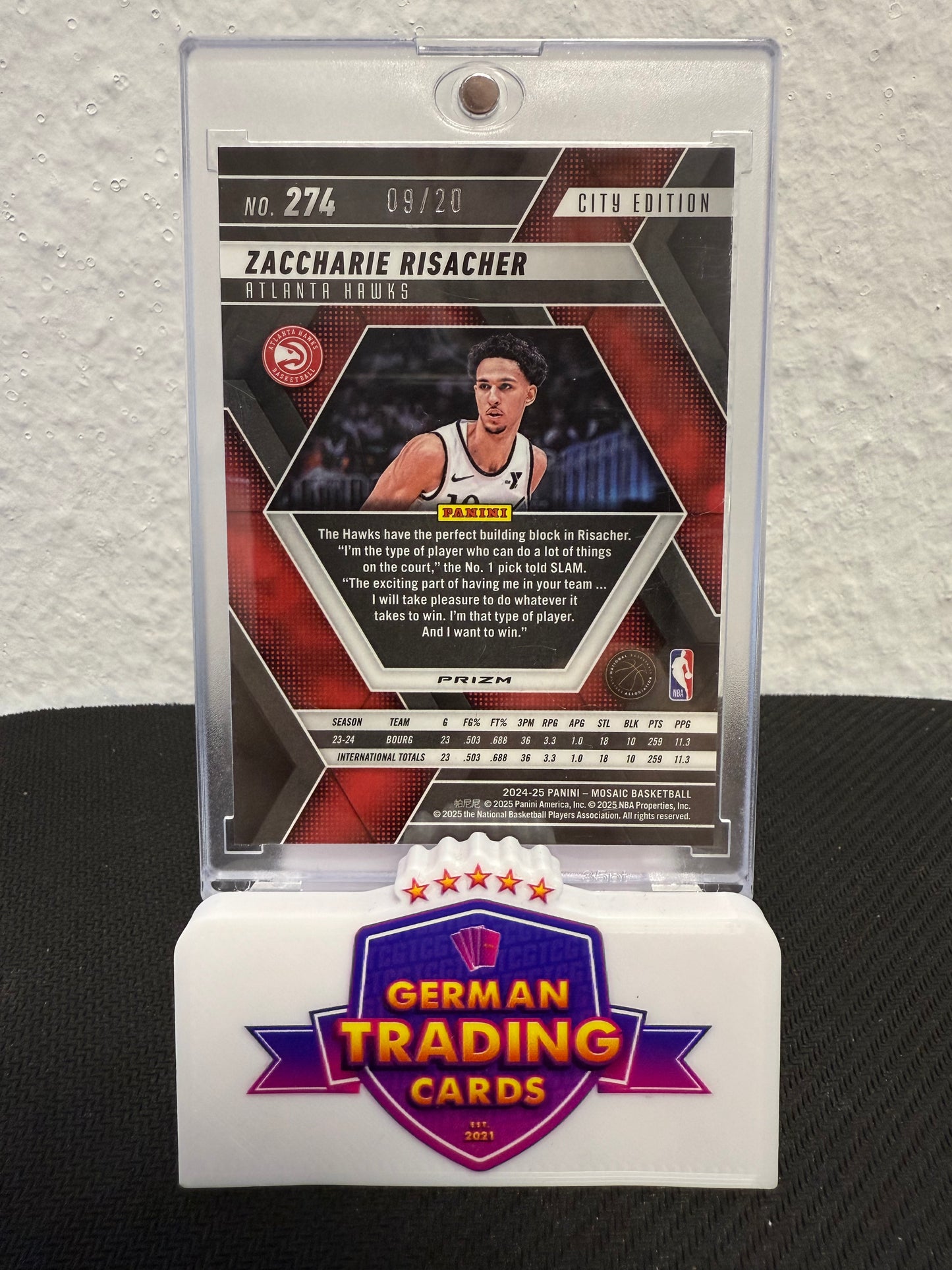 Zaccharie Risacher Rookie City Edition 09/20 - 2024-25 Mosaic Fast Break Basketball