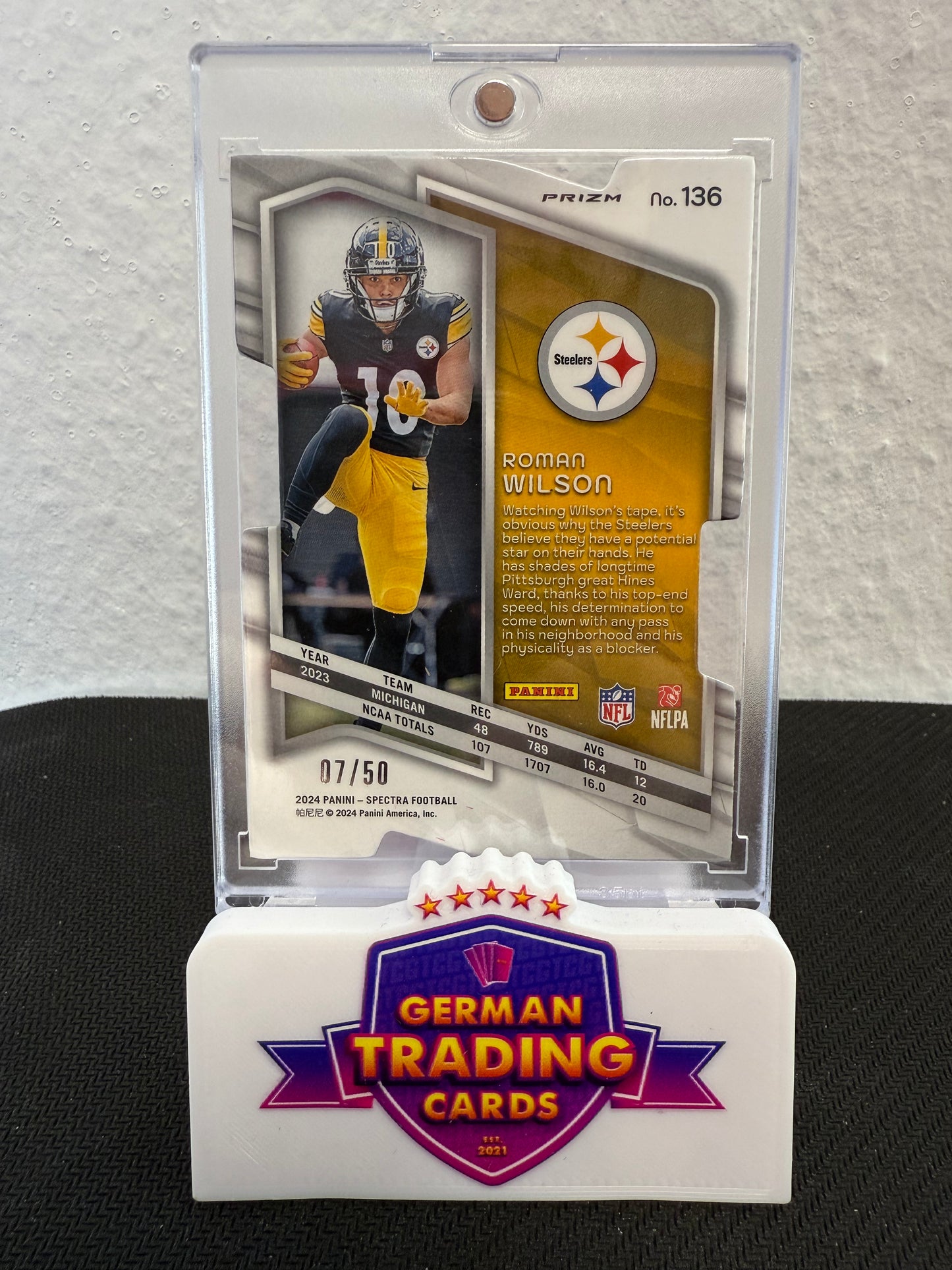 Roman Wilson Rookie 07/50 Die-Cut - 2024 Panini Spectra Football