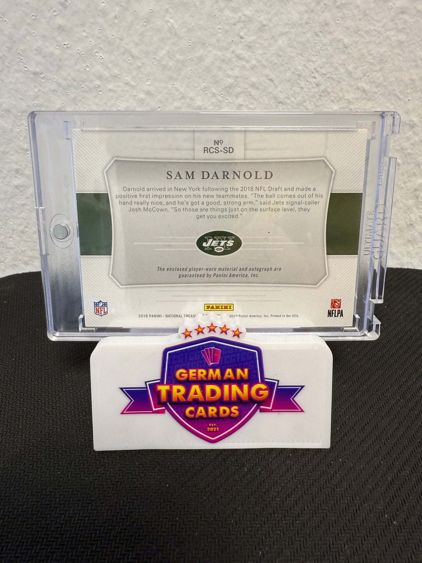 Sam Darnold Rookie Patch Auto 05/49 - 2018 Panini National Treasures Football