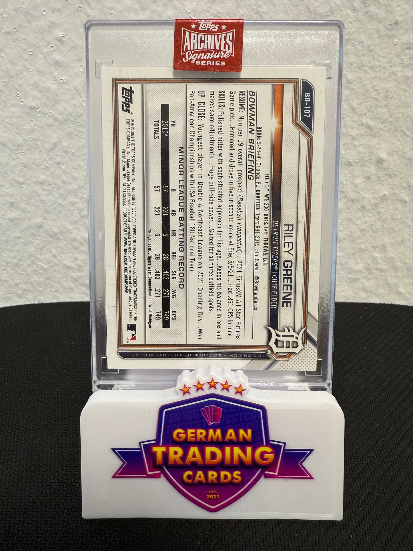 Riley Greene on Card Auto 60/99 - 2023 Topps Archives Signatures Baseball