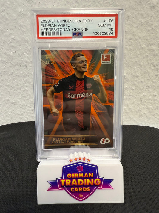 Florian Wirtz Heroes Today 13/25 PSA 10 - 2023-24 Topps Bundesliga 60 Years Anniversary