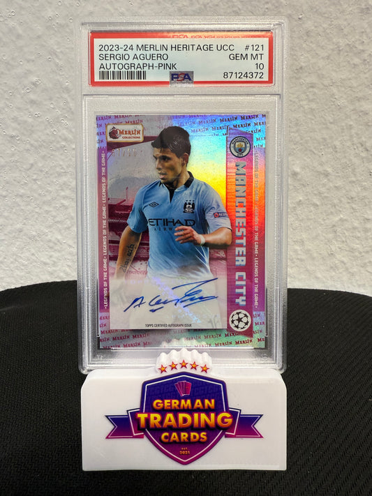 Sergio Aguero Auto 07/10 PSA 10 - 2023-24 Topps Merlin Heritage UCC