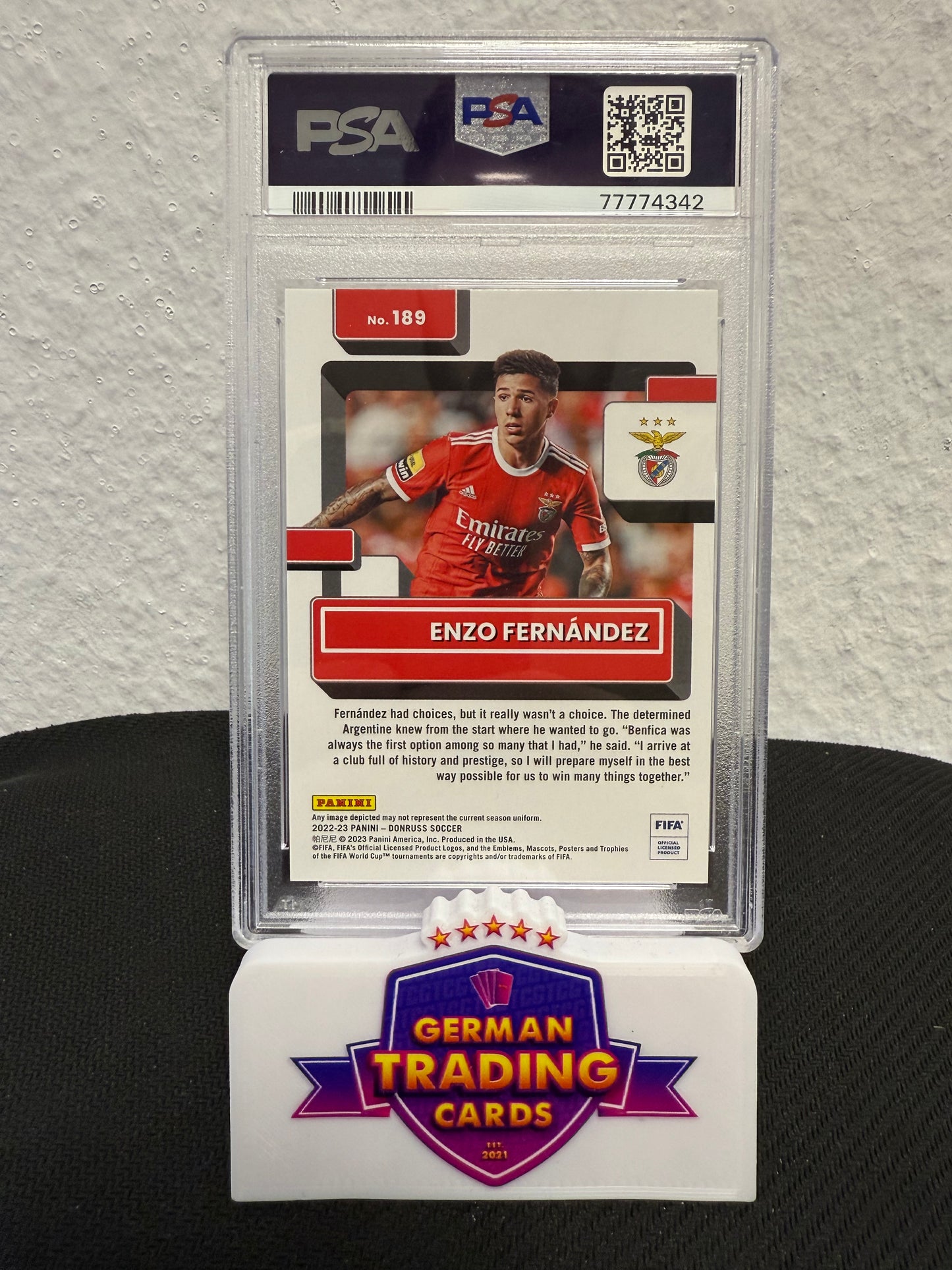 Enzo Fernandez Rookie 92/99 PSA 10 - 2022-23 Panini Donruss FIFA