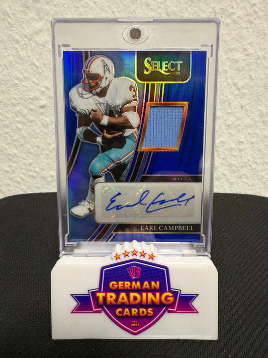 Earl Campbell Select Player-Worn Jersey Auto 08/49 - 2021 Panini Select Football