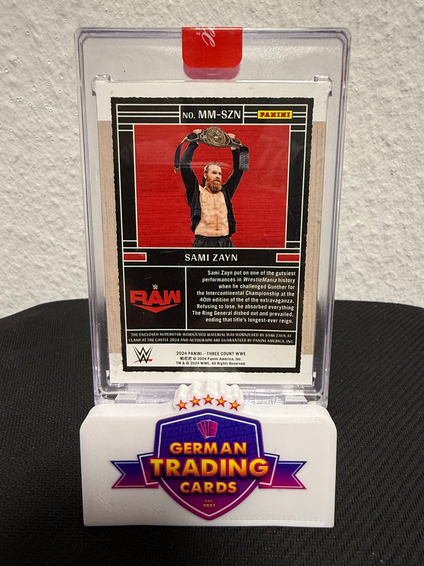 Sami Zayn Superstar-Worn Material Auto 78/99 - 2024 Panini Three Count WWE
