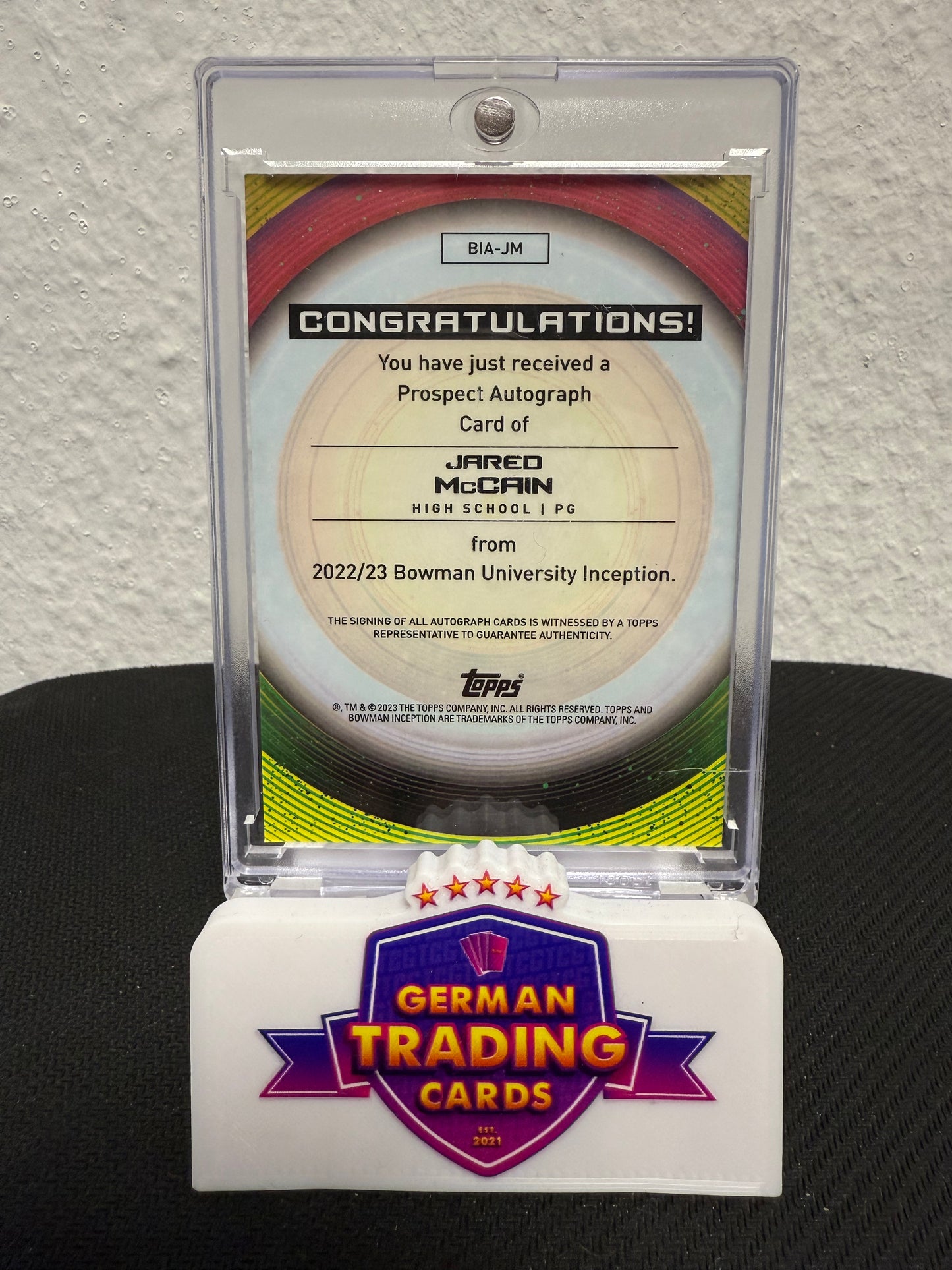 Jared McCain Prospect Auto - 2022-23 Topps Bowman University Inception