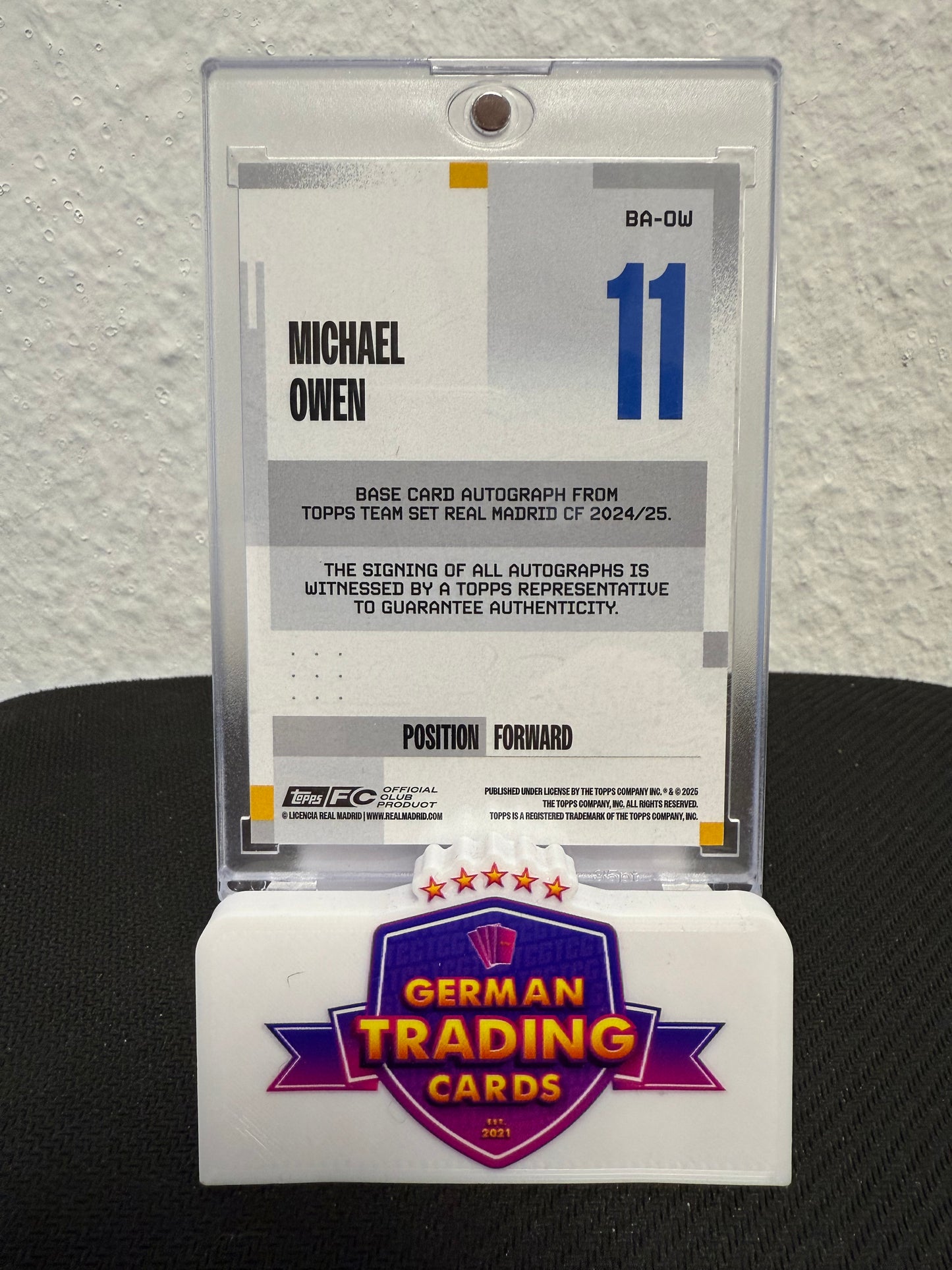Michael Owen Auto 171/250 - 2024-25 Topps Team Set Real Madrid CF