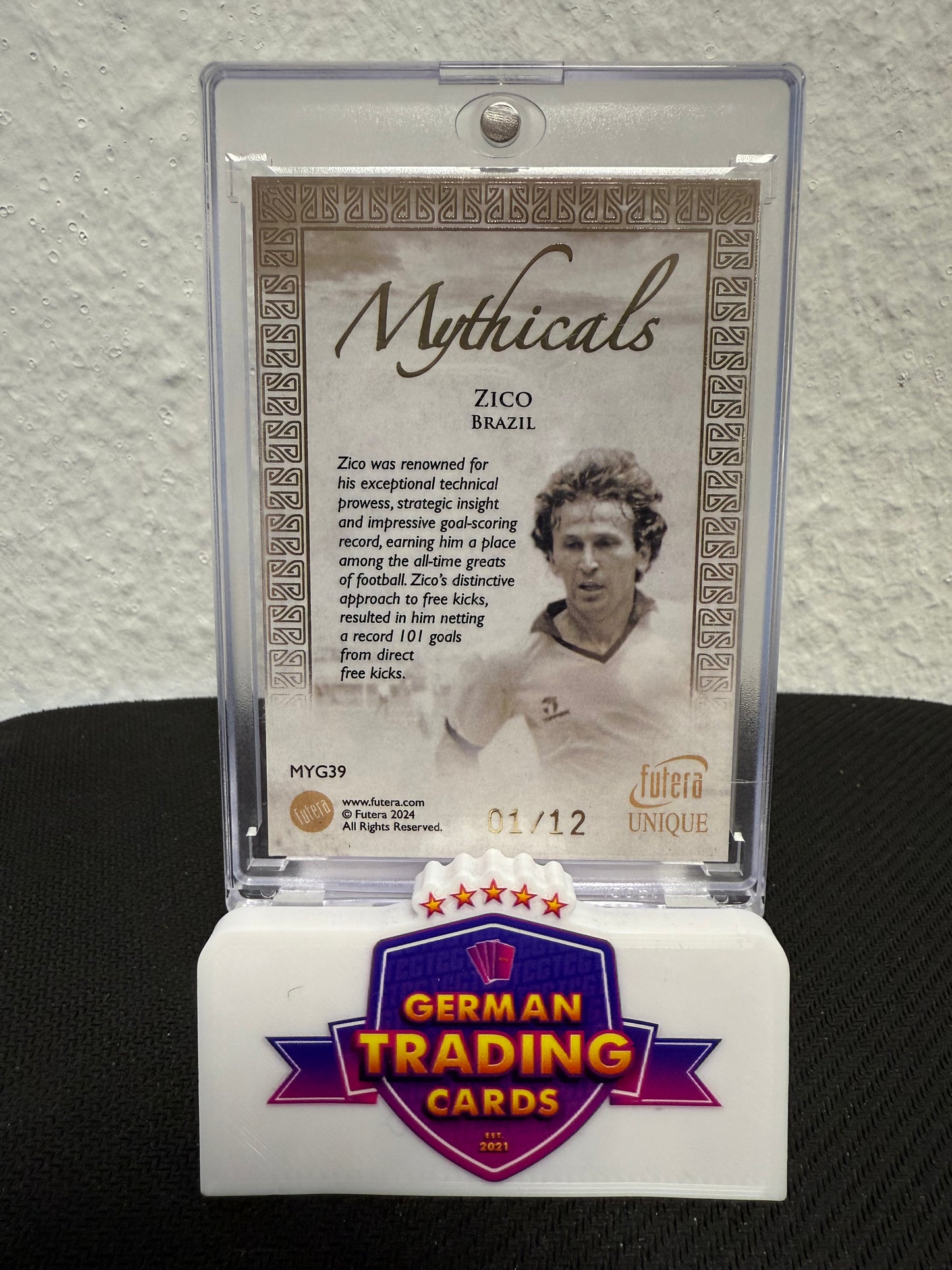 Zico Mythicals 23KT Gold Framed 01/12 - 2024 Futera Unique