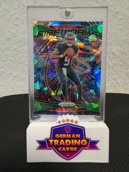 Michael Penix Jr. Rookie Fireworks Green Ice - 2024 Panini Prizm Football