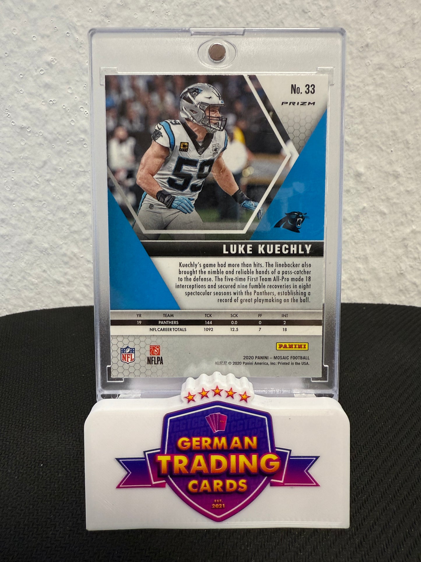 Luke Kuechly Genesis Case Hit SSP - 2020 Panini Mosaic Football