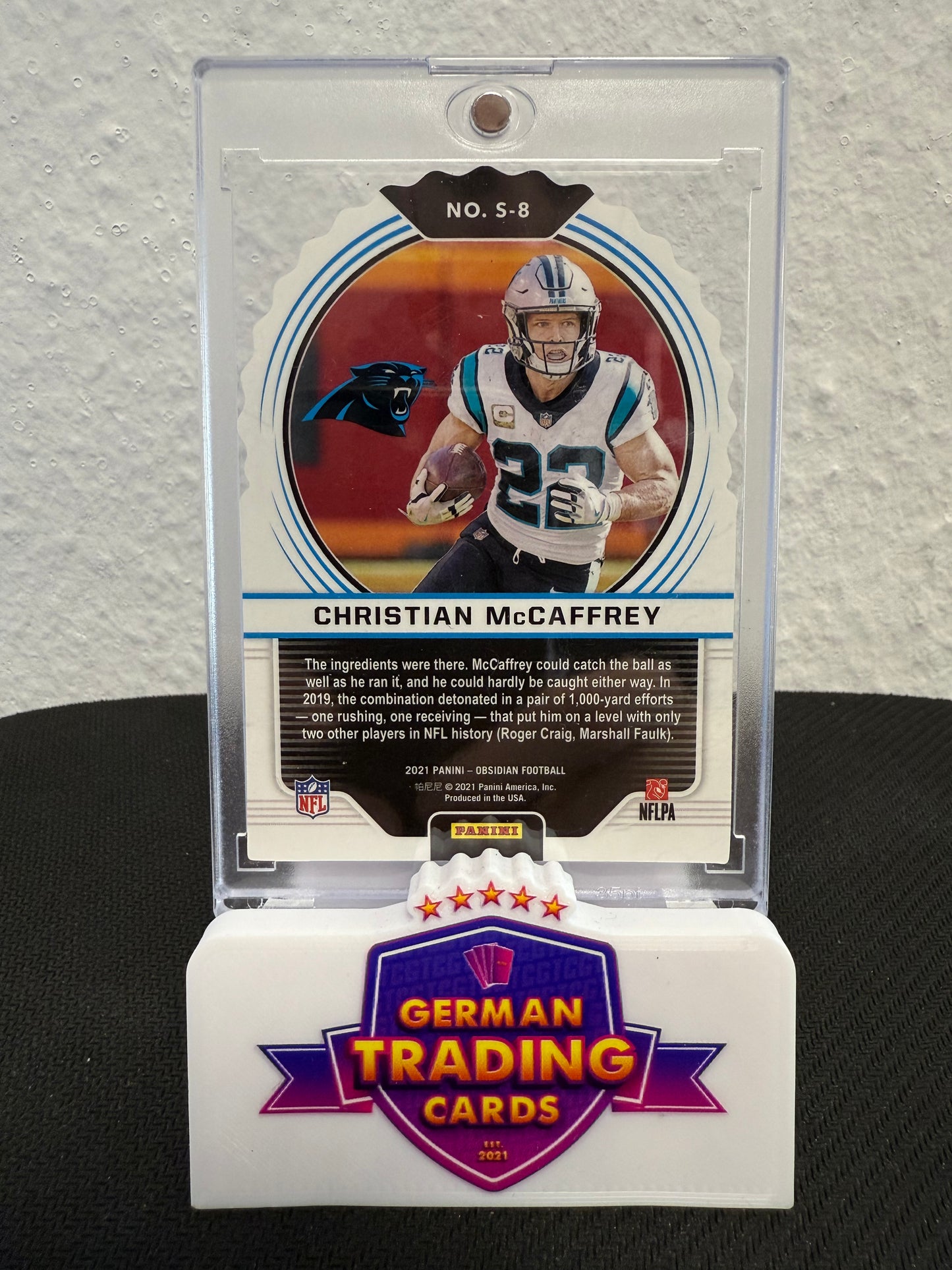 Christian McCaffrey Supernova Electric Etch Contra Case HIT SSP - 2021 Panini Obsidian Football