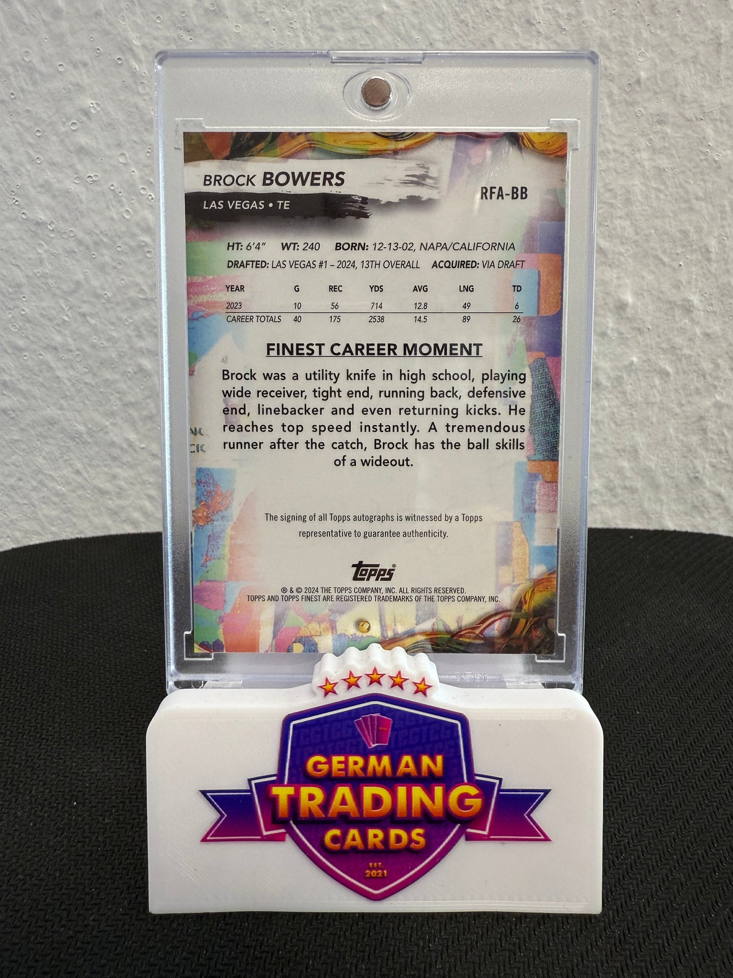 Brock Bowers Rookie Auto - 2024 Topps Chrome Finest Football