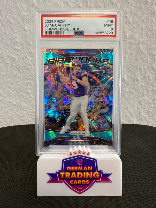 JJ McCarthy Rookie Fireworks 56/99 PSA 9 - 2024 Panini Prizm Football