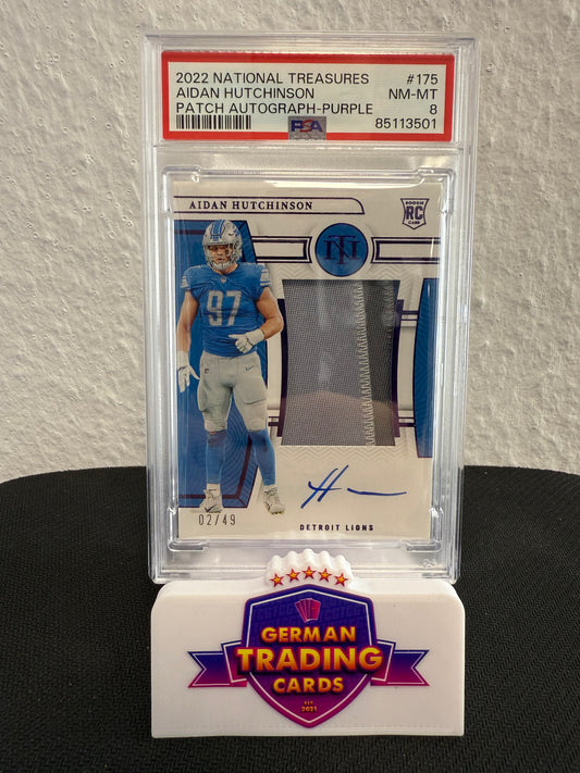 Aidan Hutchinson True Rookie Patch Auto 02/49 PSA 8 - 2022 Panini National Treasures Football