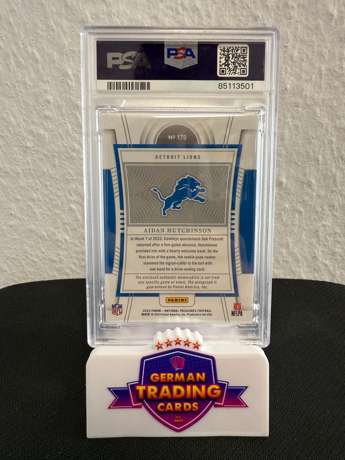 Aidan Hutchinson True Rookie Patch Auto 02/49 PSA 8 - 2022 Panini National Treasures Football