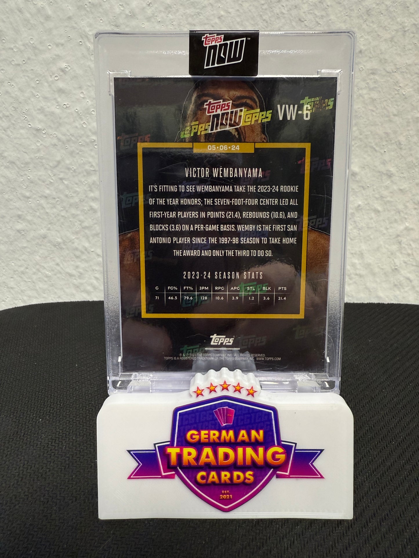 Victor Wembanyama Rookie Topps Now "2023-24 Rookie of the Year"