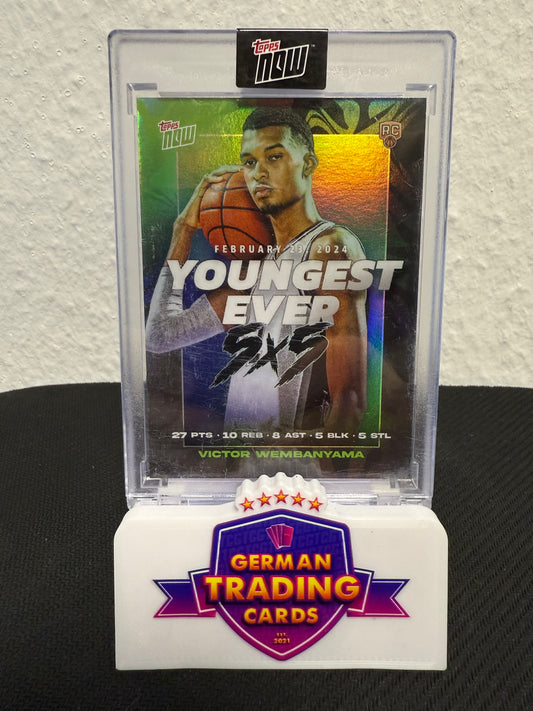 Victor Wembanyama Rookie Topps Now "Youngest Ever 5x5"