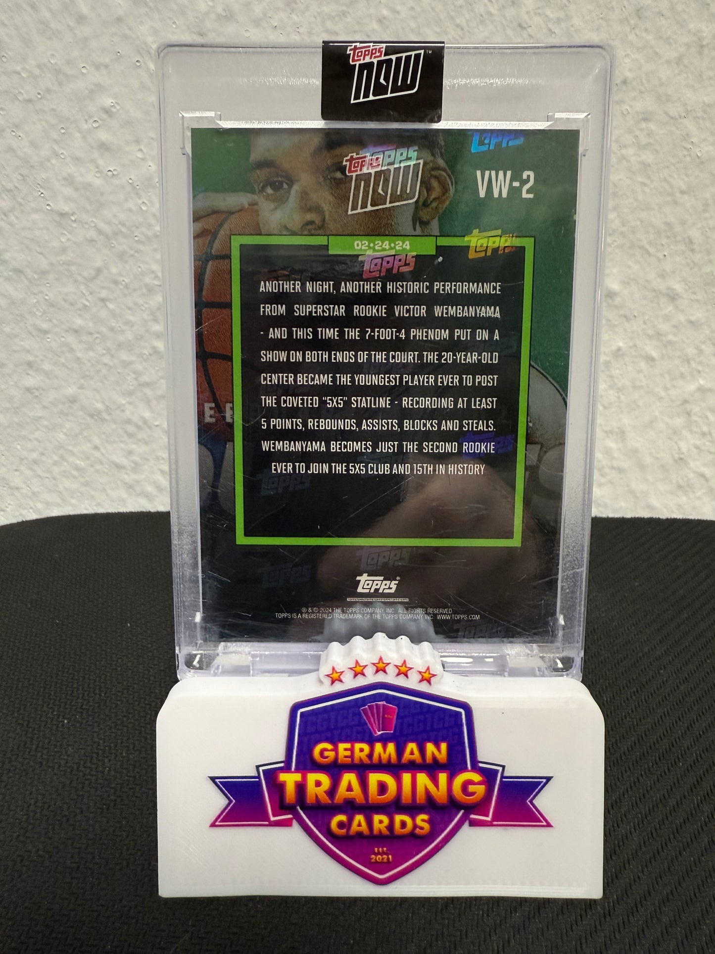 Victor Wembanyama Rookie Topps Now "Youngest Ever 5x5"