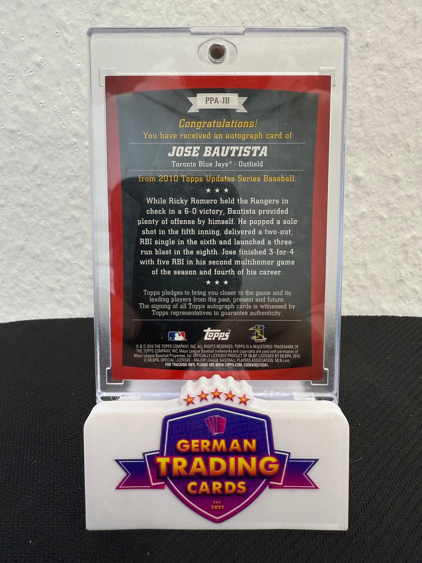 Jose Bautista Peak Performance Auto - 2021 Topps Update Series Baseball
