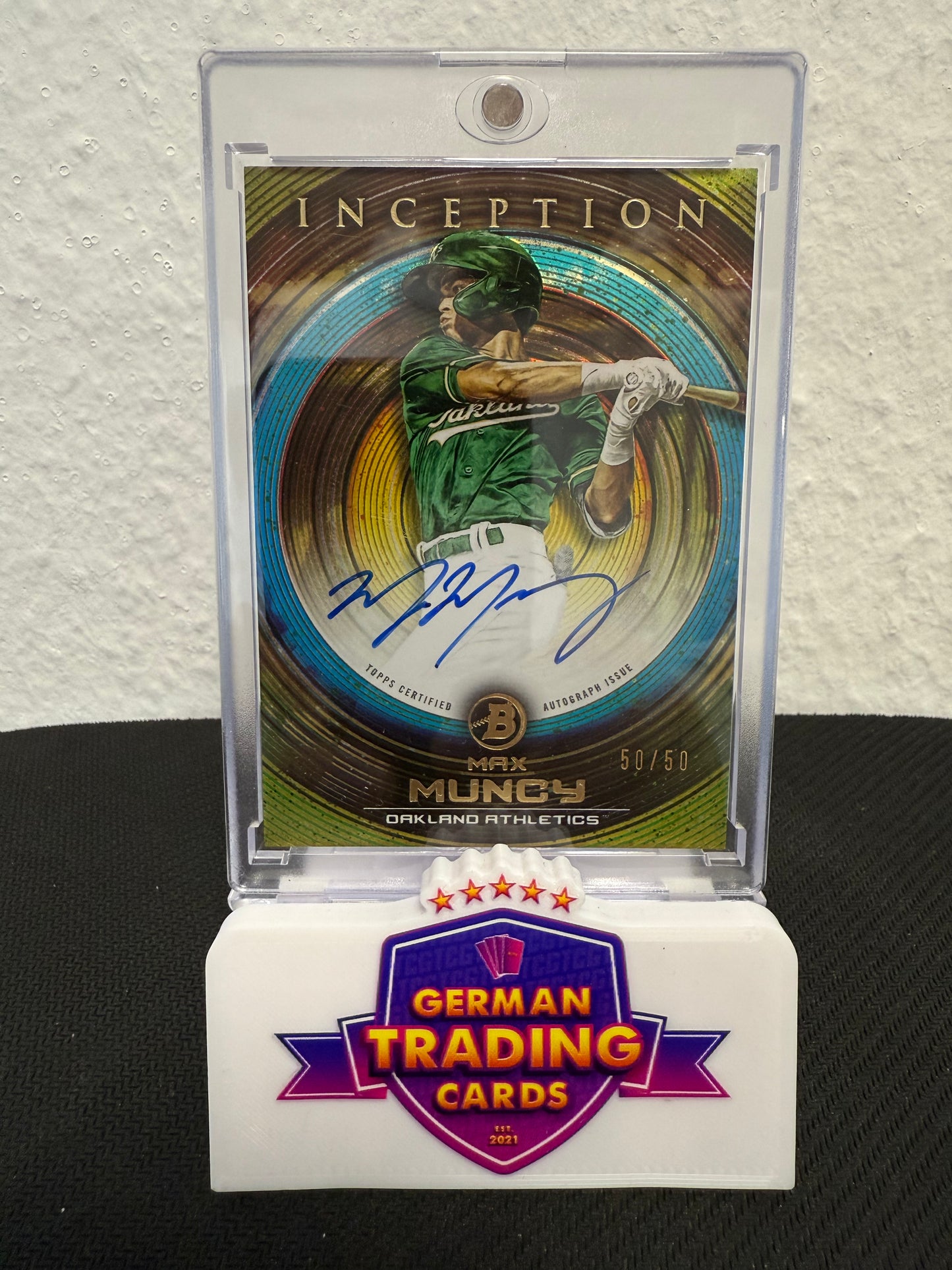 Max Muncy Auto 50/50 - 2022 Bowman Inception Baseball