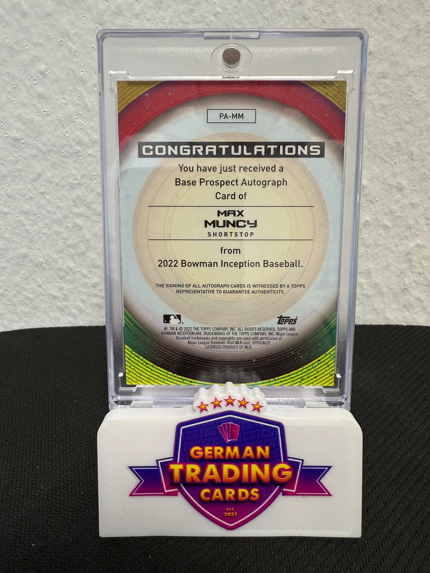 Max Muncy Auto 50/50 - 2022 Bowman Inception Baseball