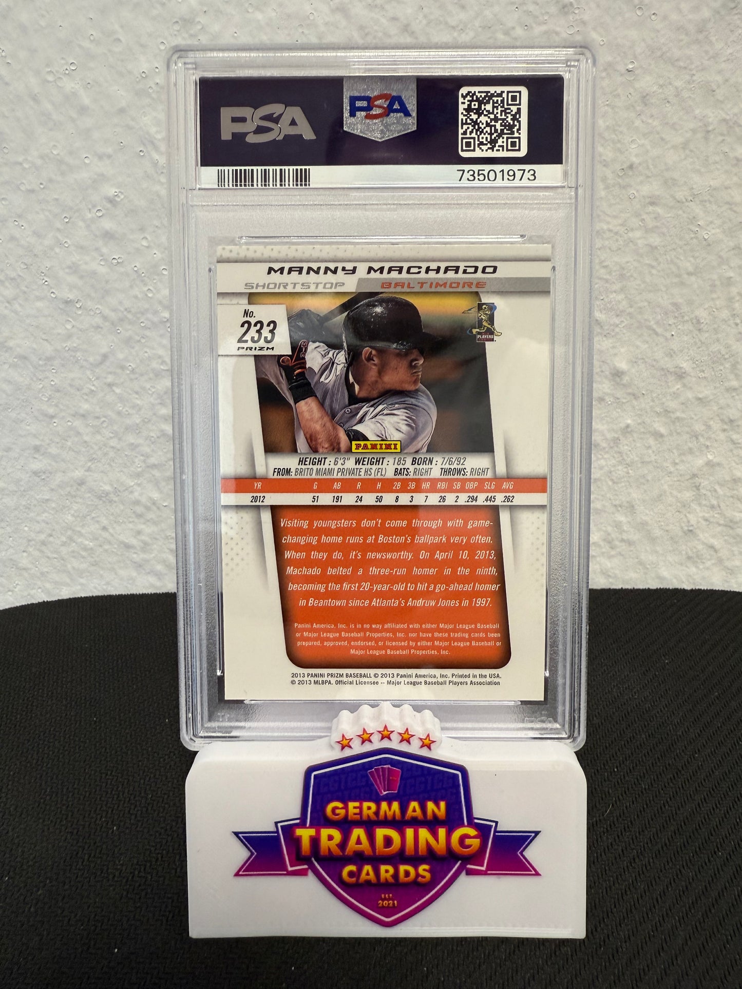 Manny Machado Rookie Blue Pulsar PSA 10 - 2013 Panini Prizm Baseball