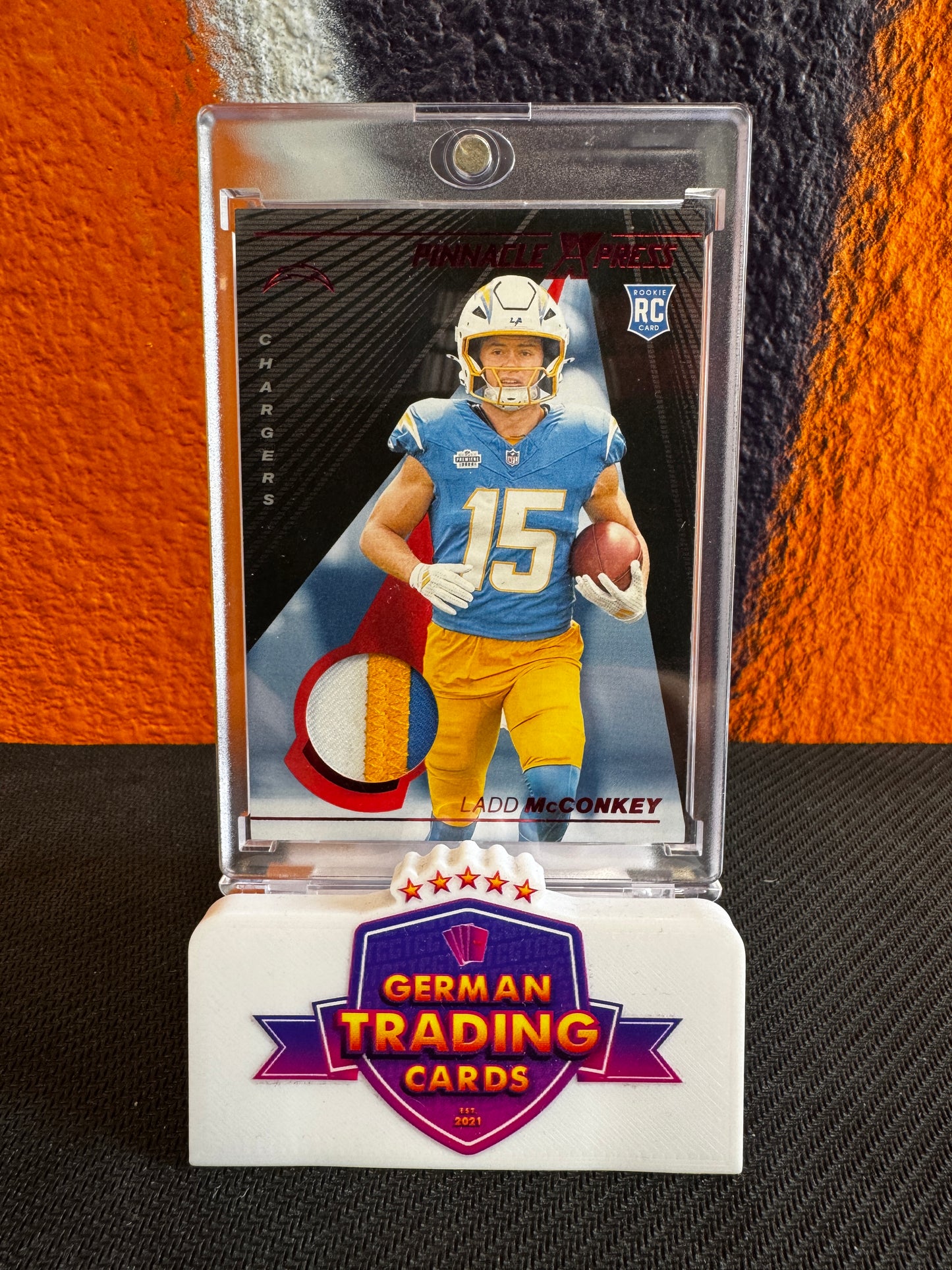 Ladd McConkey Rookie Pinnacle Xpress Patch 14/75 - Panini Encore 2024