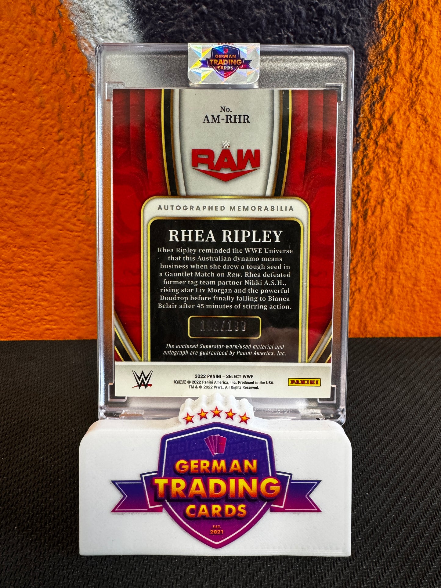 Rhea Ripley Autographed Memorabilia Superstar-Worn 192/199 - Panini Select WWE 2022