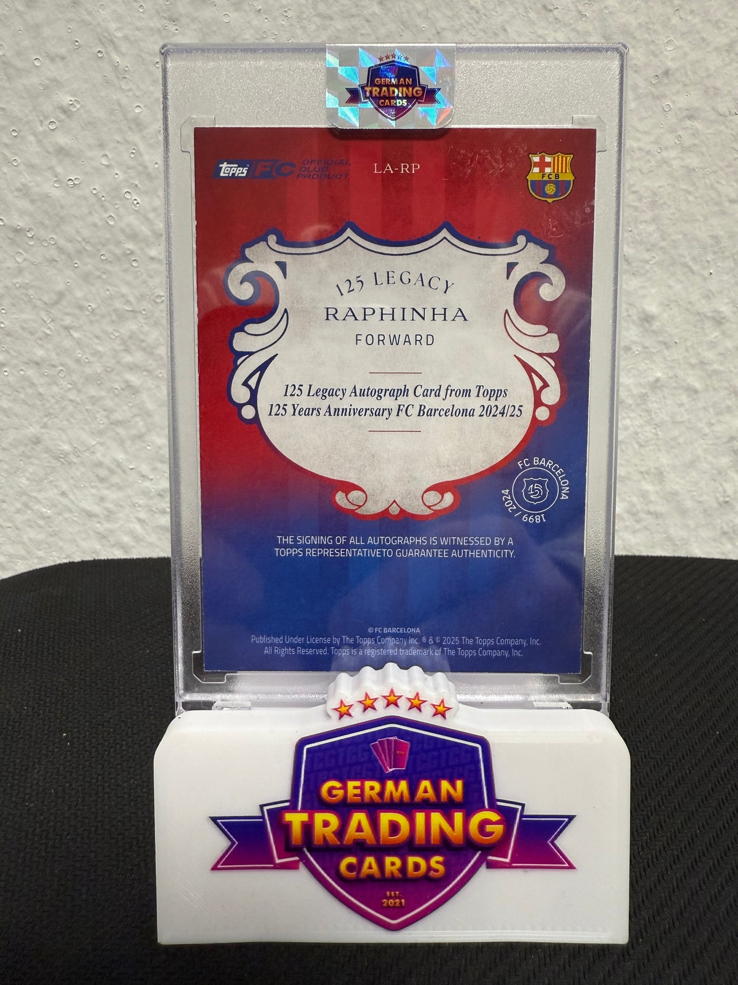 Raphinha Auto 33/75 - 2024-25 Topps 125 Years Anniversary FC Barcelona