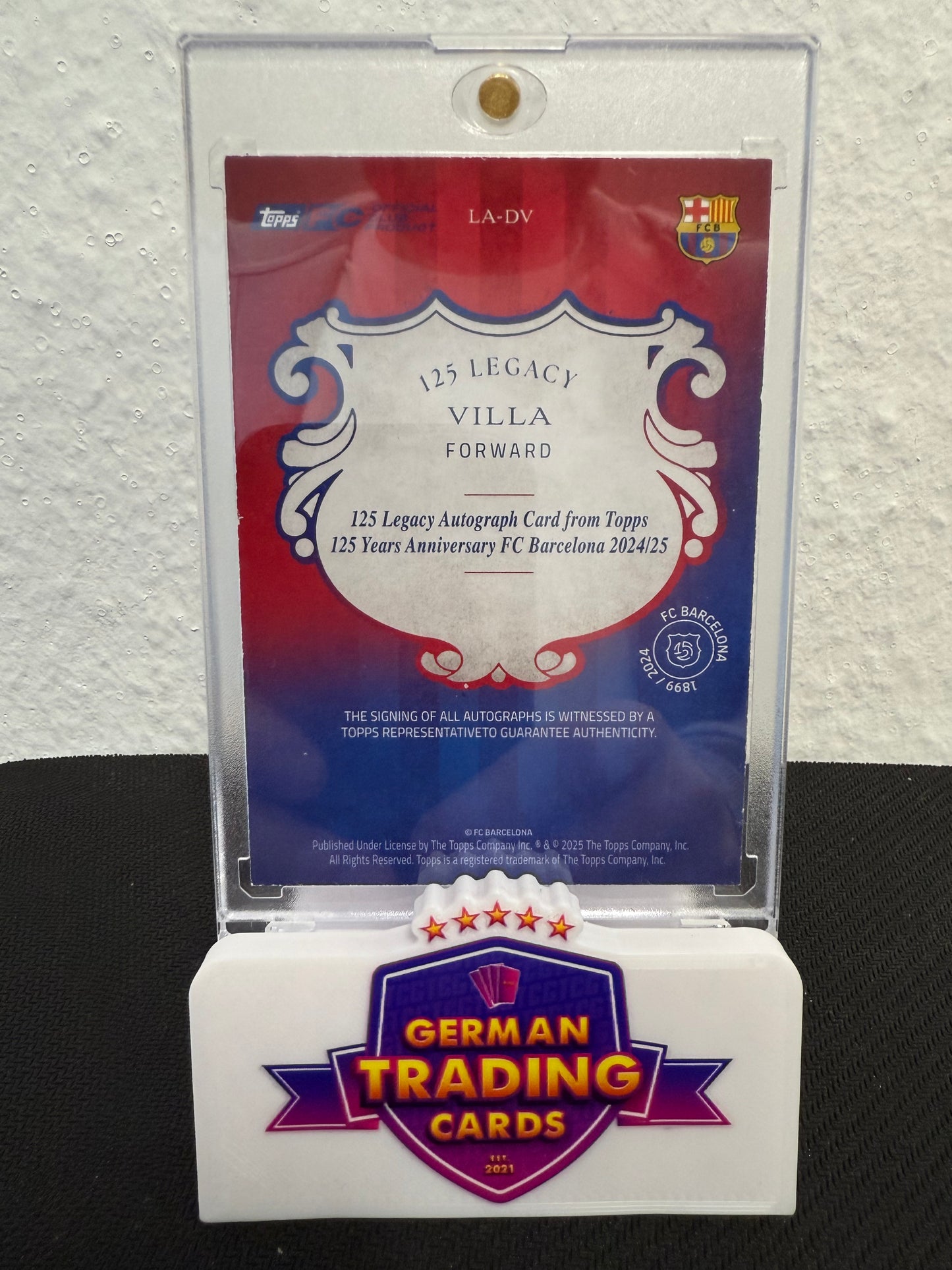 David Villa Auto 02/10 - 2024-25 Topps 125 Years Anniversary FC Barcelona