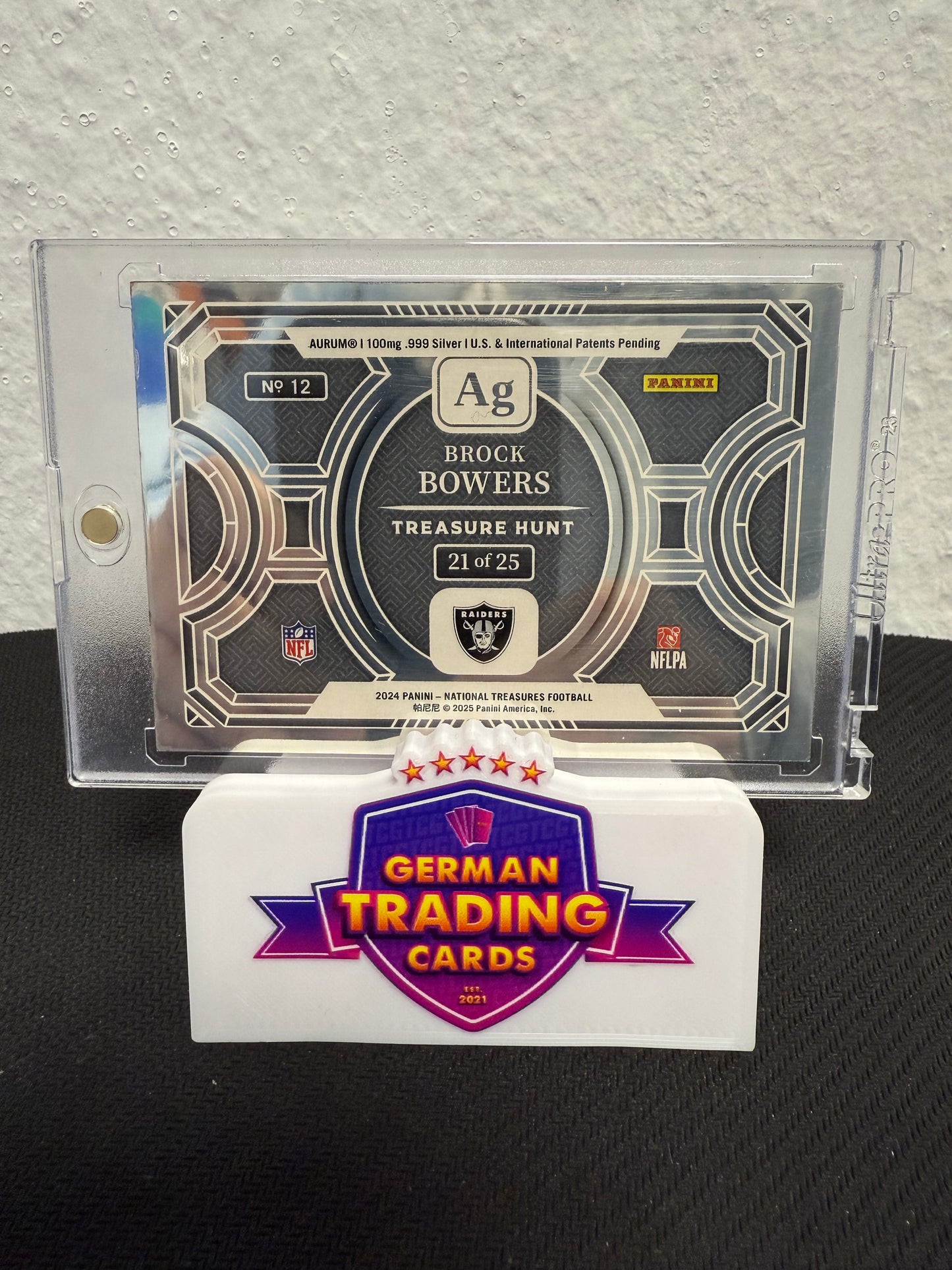 Brock Bowers Treasure Hunt 21/25 (100mg .999 Silver) - 2024 Panini National Treasures Football