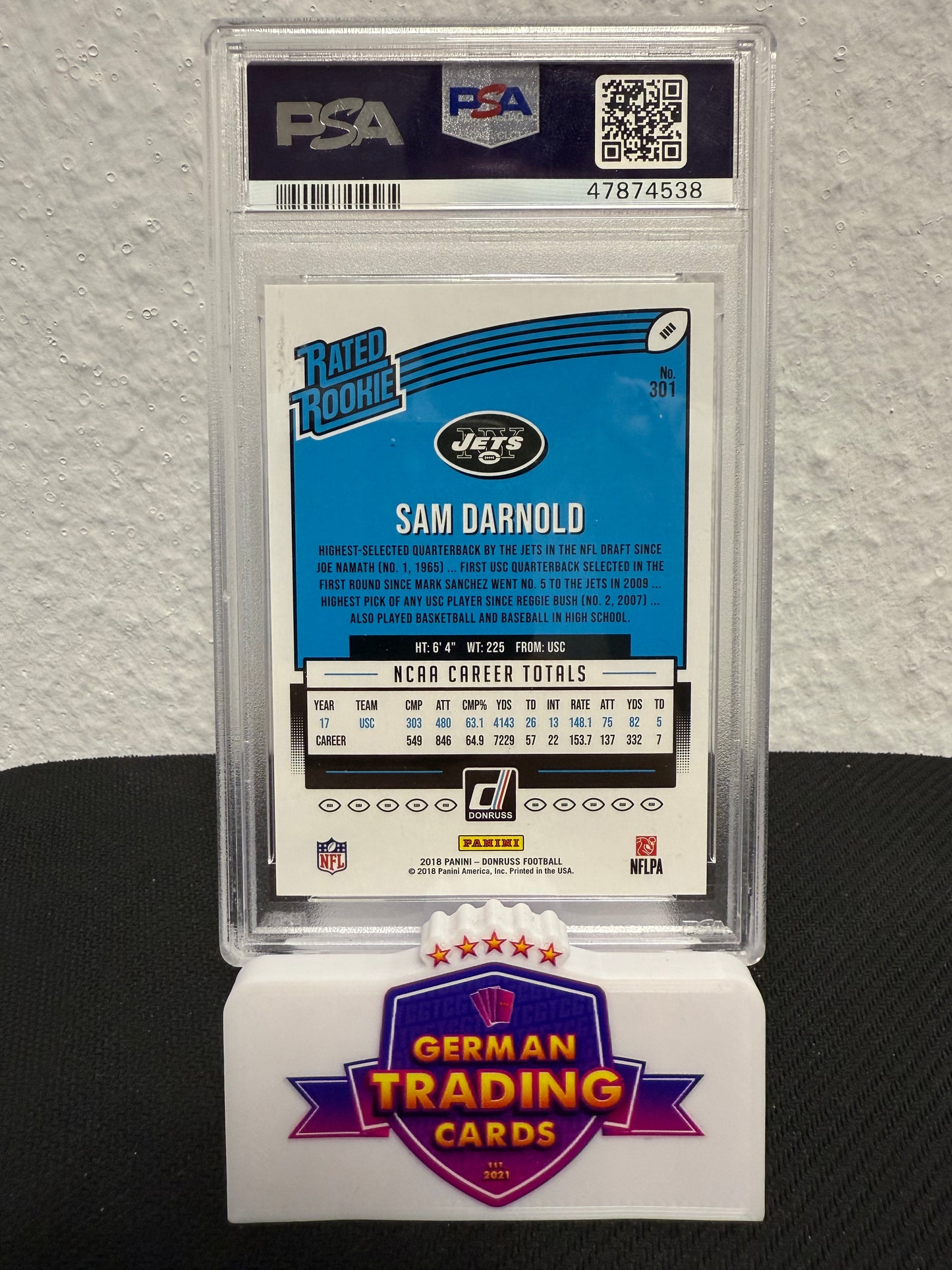 Sam Darnold Rated Rookie PSA 9 - 2019 Panini Donruss Football