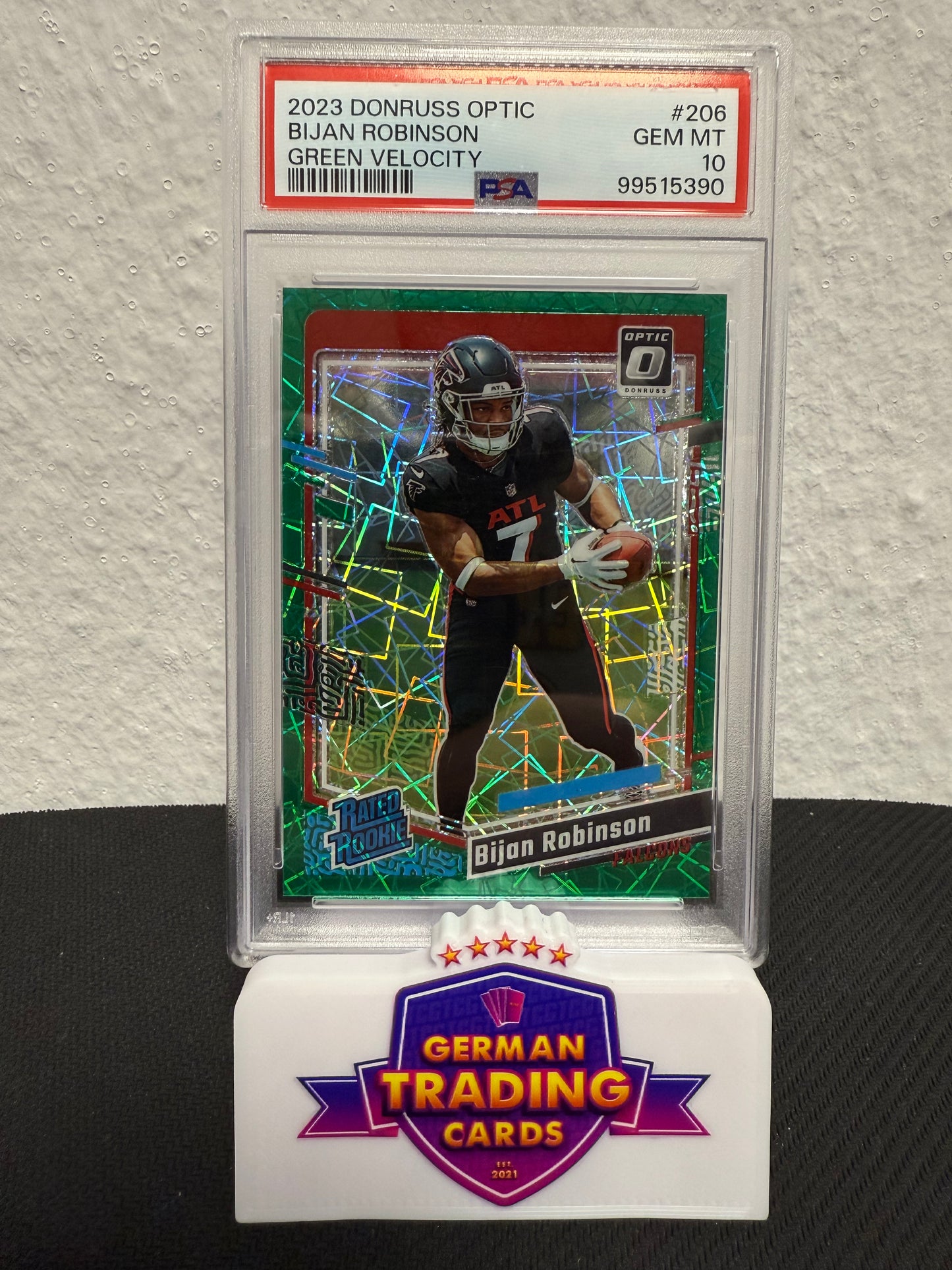 Bijan Robinson Rookie Green Velocity PSA 10 - 2023 Panini Donruss Optic Football