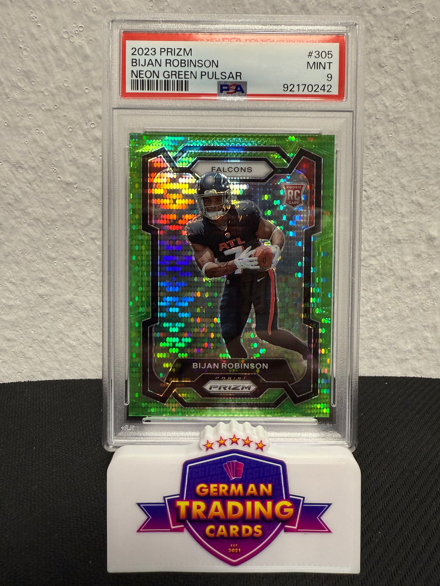 Bijan Robinson Rookie Neon Green Pulsar PSA 9 - 2023 Panini Prizm Football