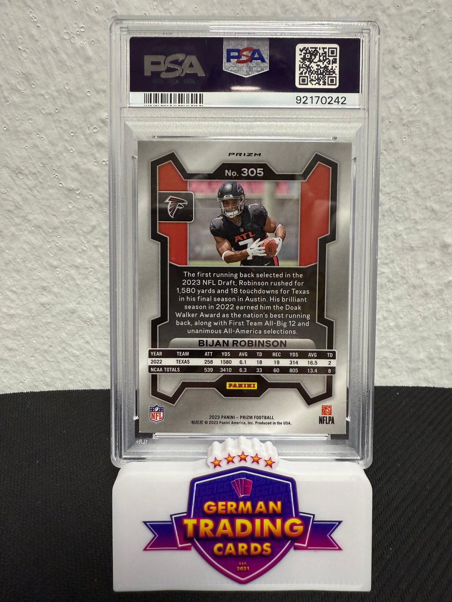 Bijan Robinson Rookie Neon Green Pulsar PSA 9 - 2023 Panini Prizm Football