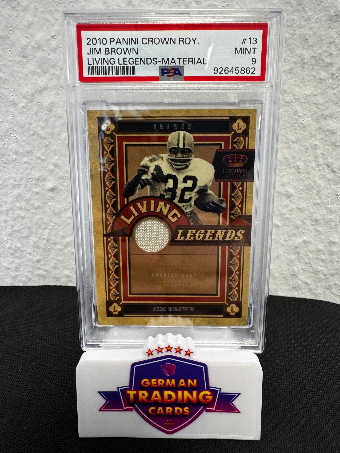 Jim Brown Game-Worn 02/49 PSA 9 - Panini Crown Royale 2010