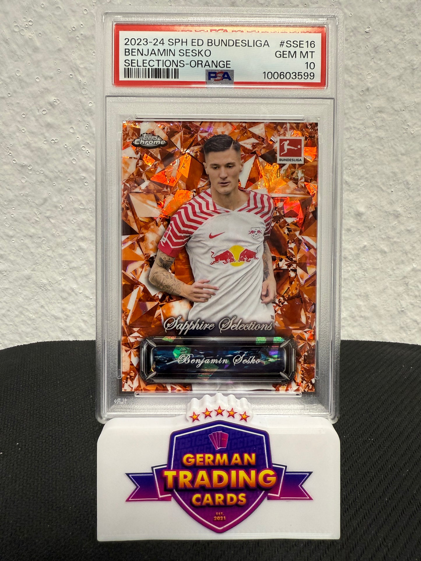 Benjamin Sesko Sapphire Selections 03/25 PSA 10 - 2023-24 Topps Sapphire Bundesliga