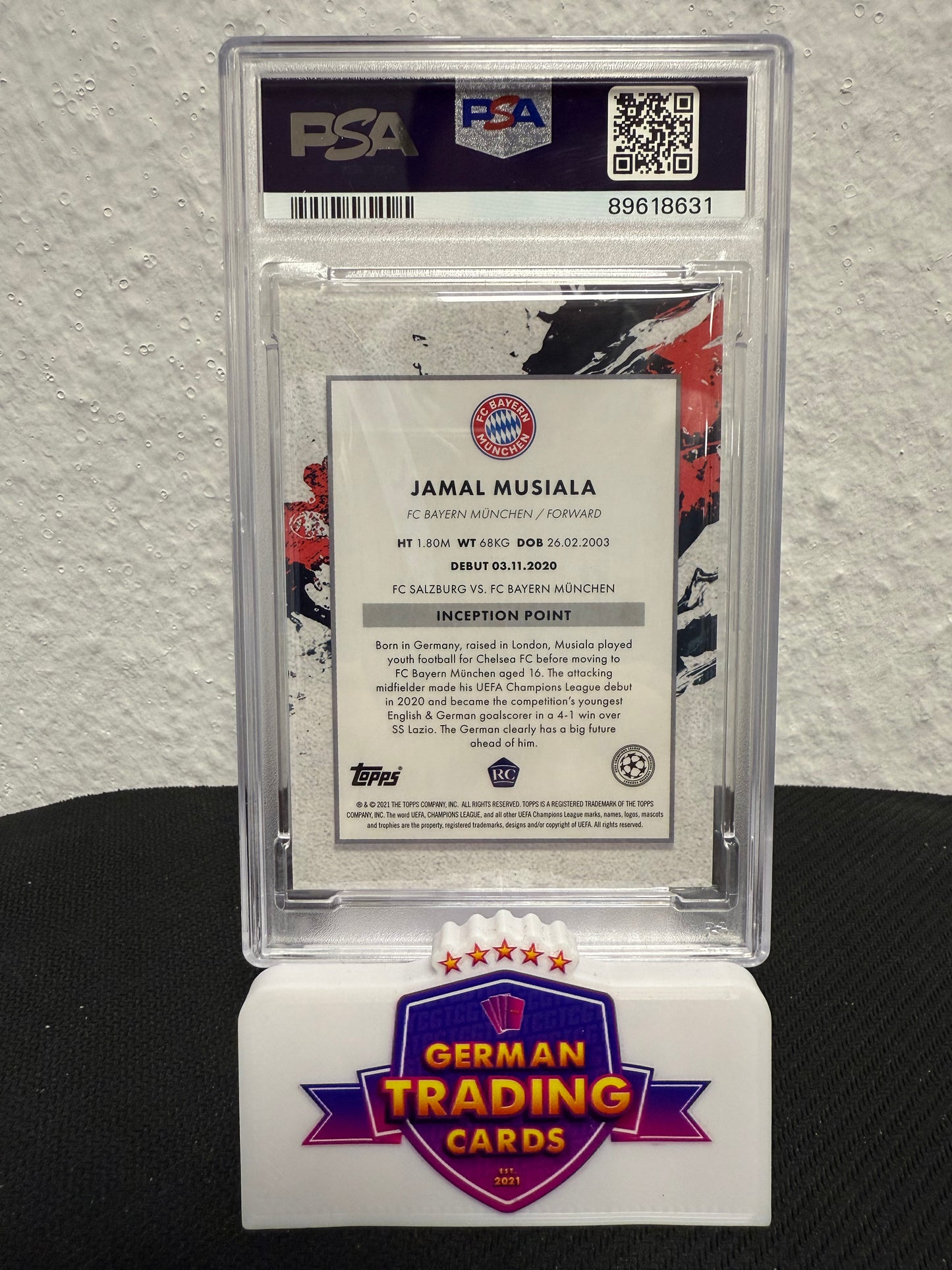 Jamal Musiala Rookie Emerging Stars First Year PSA 10 - 2020 Topps Inception UCL