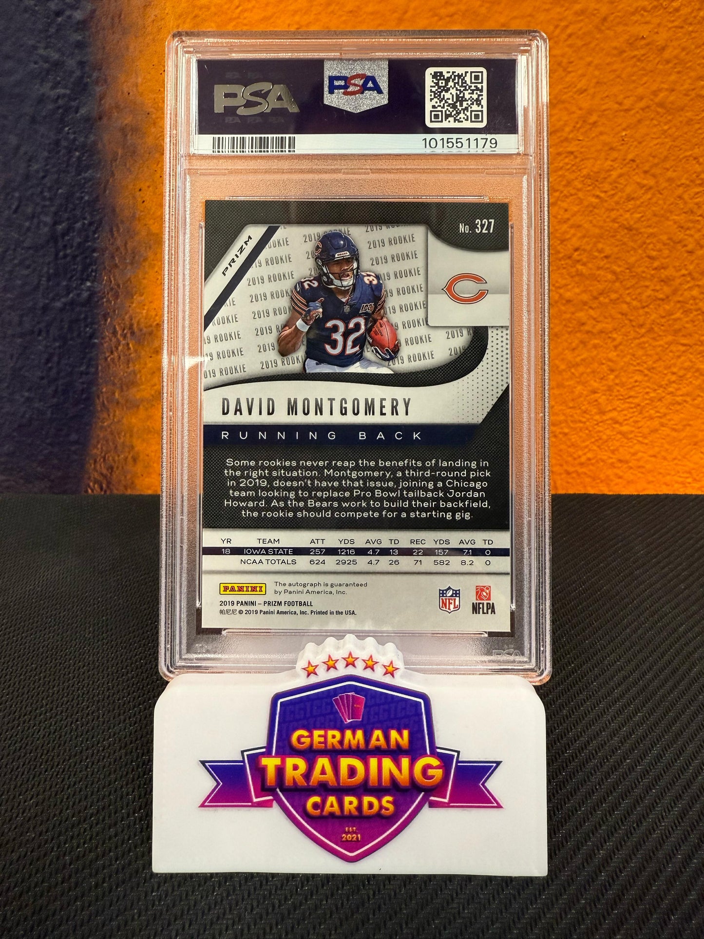 David Montgomery Rookie Auto Neon Green Pulsar PSA 10 - Panini Prizm 2019
