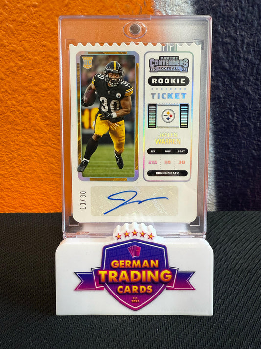 Jaylen Warren Rookie Ticket Stub Auto 13/30 - Panini Contenders 2022
