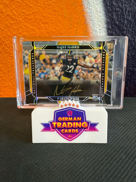 Najee Harris Rookie Field Pass On-Card Auto 02/10 - Panini National Treasures 2021 (PLEASE READ!)