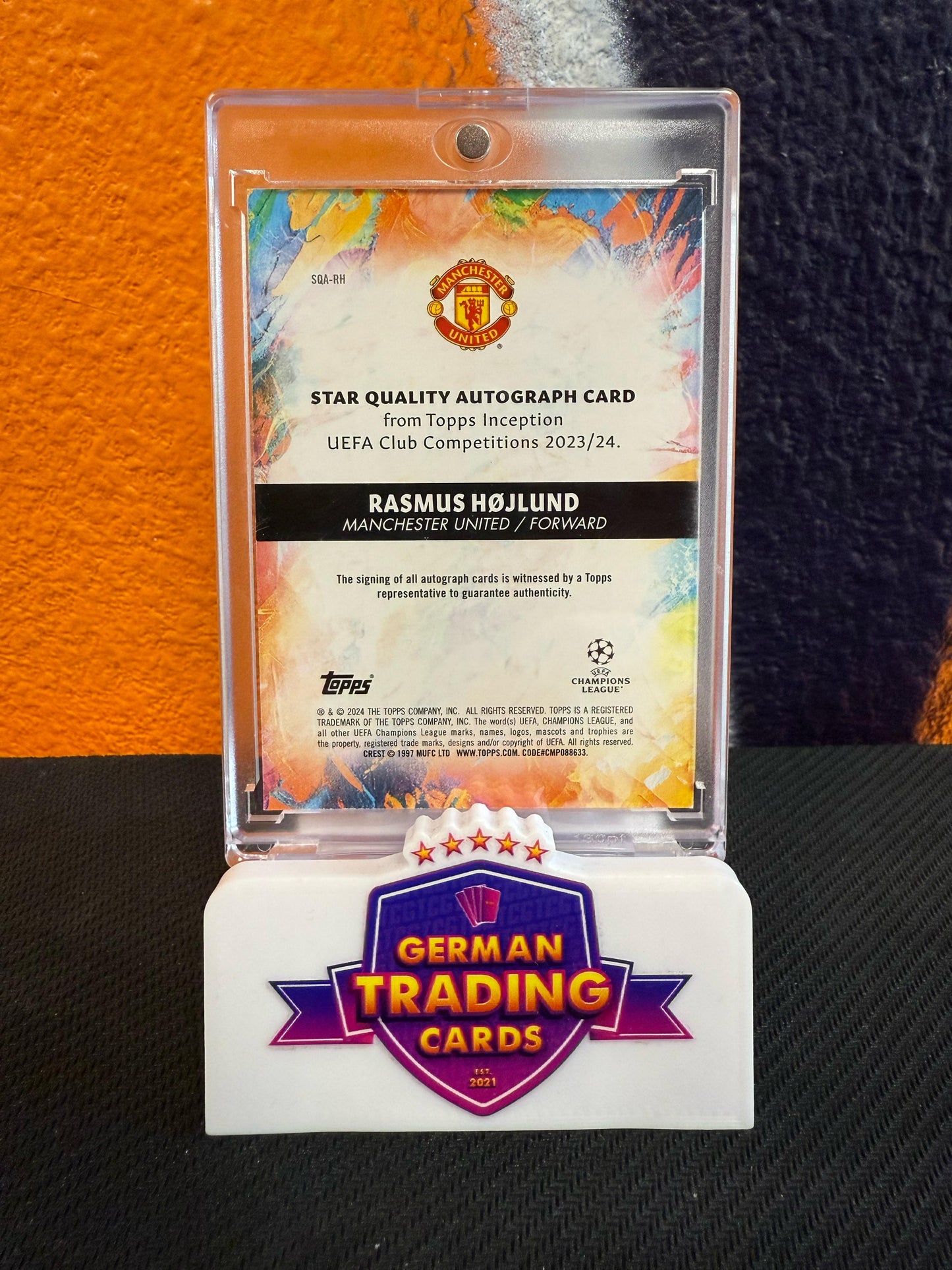Rasmus Hojlund Star Quality Auto 07/49 - Topps Inception UCC 2023-24