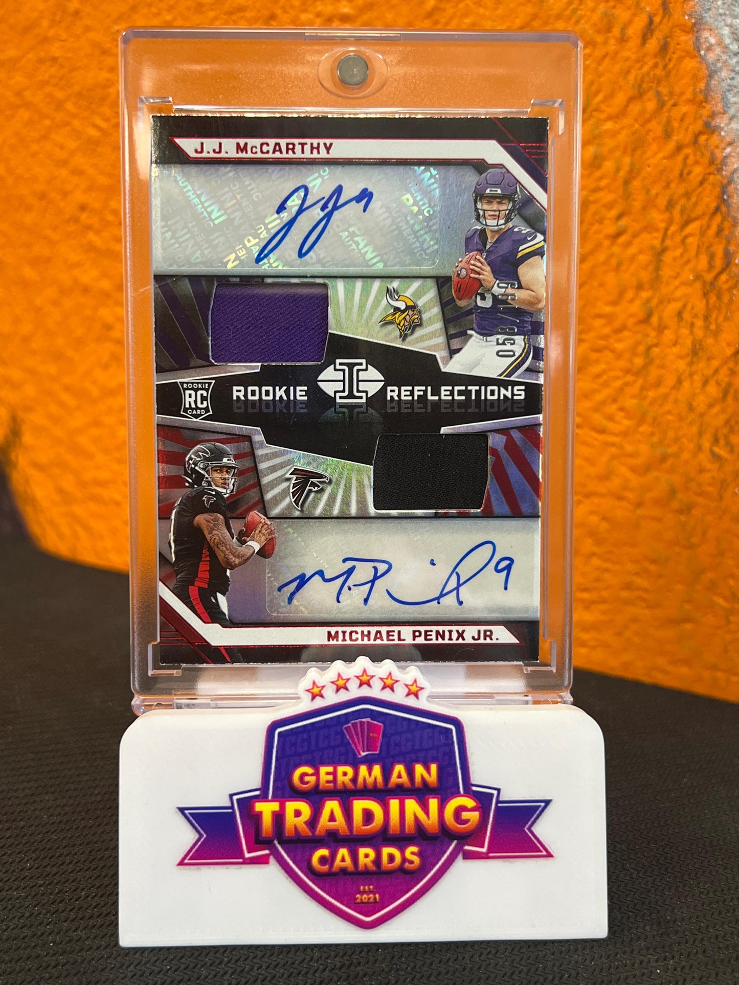 JJ McCarthy / Michael Penix Jr. Rookie Reflections RPA 058/199 - Panini Illusions 2024